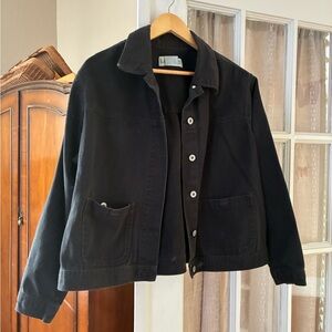 100% Cotton Vintage Black Button-Front Chore Jacket
